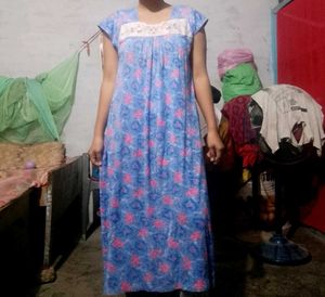 Blue Floral Print Nightgown