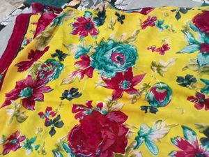 Vibrant Floral Yellow Saree
