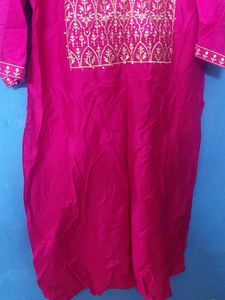 Elegant Pink Kurti with Gold Embroidery