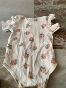 Cute Strawberry Print Baby Outfit