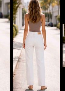 White Straight Fit Jeans for Women | Mid-Rise Ankl