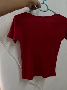 Chic Red V-Neck T-Shirt