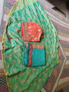Green Blue silk Lehenga Choli