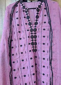Pink Kurta with Black Embroidery