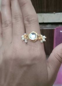 Elegant Kundan Style Adjustable Ring