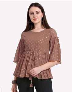Women printed brown top