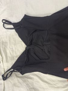 Stylish Black Knot Front Mini Dress