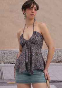 Boho Print Smocked Halter Top