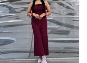 Maroon Striped Maxi Jumpsuit