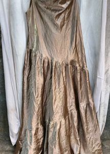 81712. Elegant Gold Tiered Maxi Dress