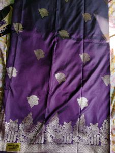 Elegant Purple Banarasi Silk Saree with Zari Work