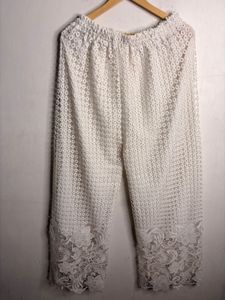 Elegant White Lace Palazzo Pants