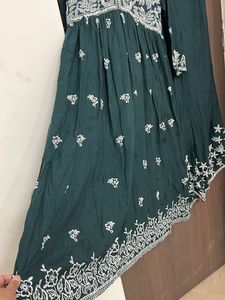 100% cotton chikan work full flare 2pc set