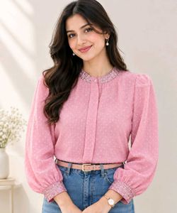🩷 Rose Gold (Pink) Vintage Style Cuff Sleeves Top