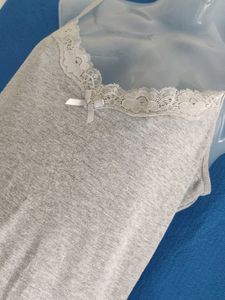 Grey Camisole with Lace Trim