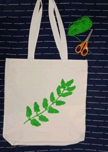 Minimal Leaf Embroidered Canvas Tote Bag