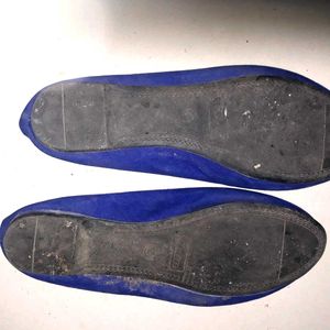 BATA Blue Ballet Flats with Colorful Inner Print