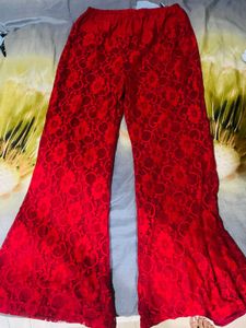 Elegant Red Lace Palazzo Pants