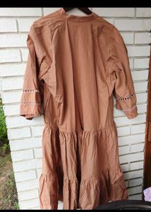 Brown Tiered Maxi Dress with Lace Detail