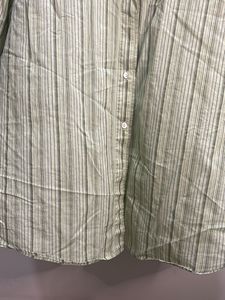Green Striped Button-Up Shirt
