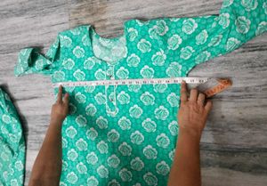 Elegant Green Printed Kurta with Palazzo Set