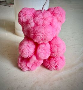 Cute Teddy Bear Rose Candle- Customised Colors Ava