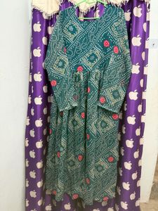 Green Bandhani Print Kurta Set with Dupatta