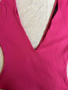 V-Neck Ribbed Long Sleeve Bodysuit