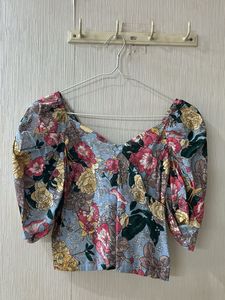 Chic Floral Puff Sleeve Top