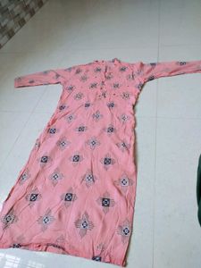 Pink Kurta Set with Printed Trousers