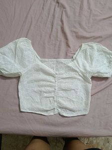 Chic White Eyelet Puff Sleeve Top