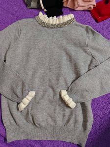 Prettiest Gray Embellished Sweater