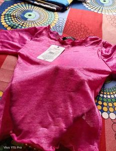 Hot Pink Mesh Crop Top Set
