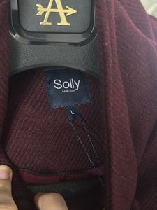 Stylish Maroon Wool Blend Coat