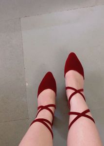 Velvet Red Maroonish Heels