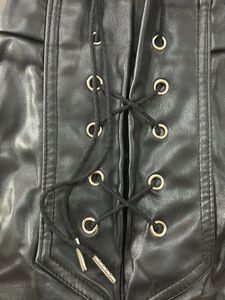 new me lace-Up Flare Faux Leather Pants