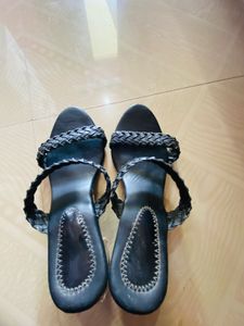 Stylish Black Braided Heels Sandals
