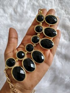 Elegant Black Stone Statement Necklace