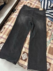 Grey Wide Leg Denim Jeans