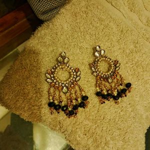 Stunning Black &amp; Gold Chandelier Earrings[handmade