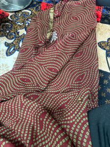 Elegant Maroon &amp; Gold Embellished Saree