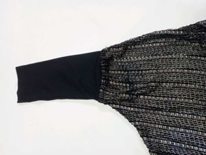 Very Stylish Black Golden With Silver Saini Top