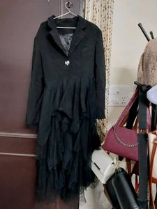 Black Modelling Style Ruffle Dress