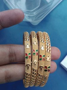 Exquisite Gold Bangles with Enamel Work