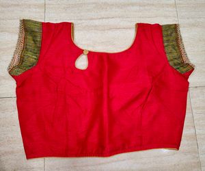 Rani Pink Embroidered Saree with stitched blouse