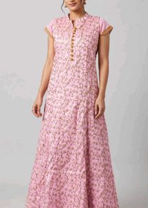 Elegant Pink Embroidered Gown