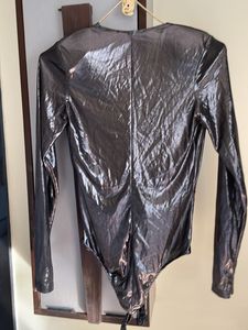 ZARA Metallic Bodysuit with shoulder p