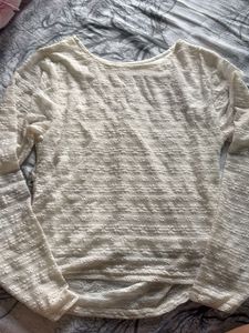 Cream Floral Lace Long Sleeve Top