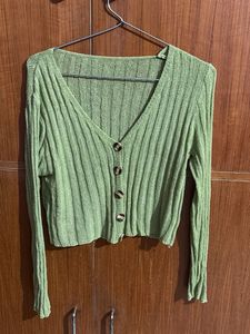 Light Green Button-Up Cardigan