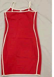 Red Mini Dress with White Trim